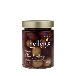 Hellenic Sun Olive Medley Pitted, Pepper & Cumin 330g