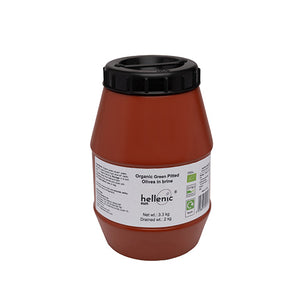 Hellenic Sun Organic Green Pitted Olives 2Kg